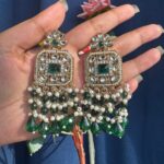Samia Premium Lightweight Kundan Earrings – Dark Green