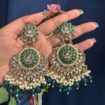 Himanshi Kundan Earrings – Teal Green