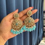 Seema Kundan Chandbali – Light Blue
