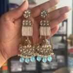 Ayesha Unique Long Earrings – Light Blue