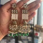 Ayesha Unique Long Earrings – Dark Green