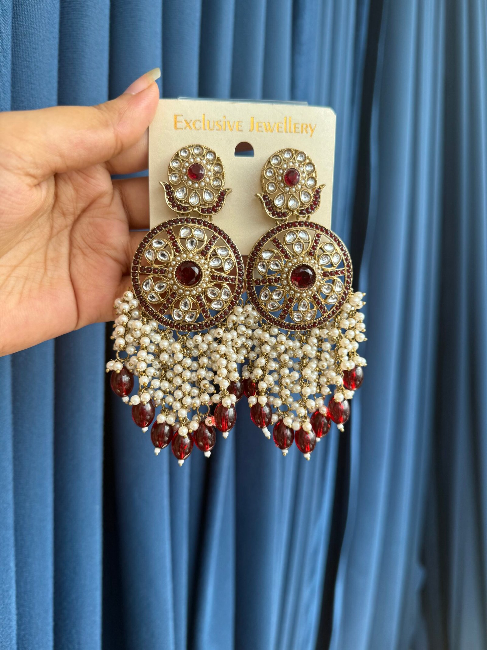 Photo-07-10-25-3-11-07-PM-scaled-1.jpg Tanishqa Premium Ethnic Earrings – Red - Image 1
