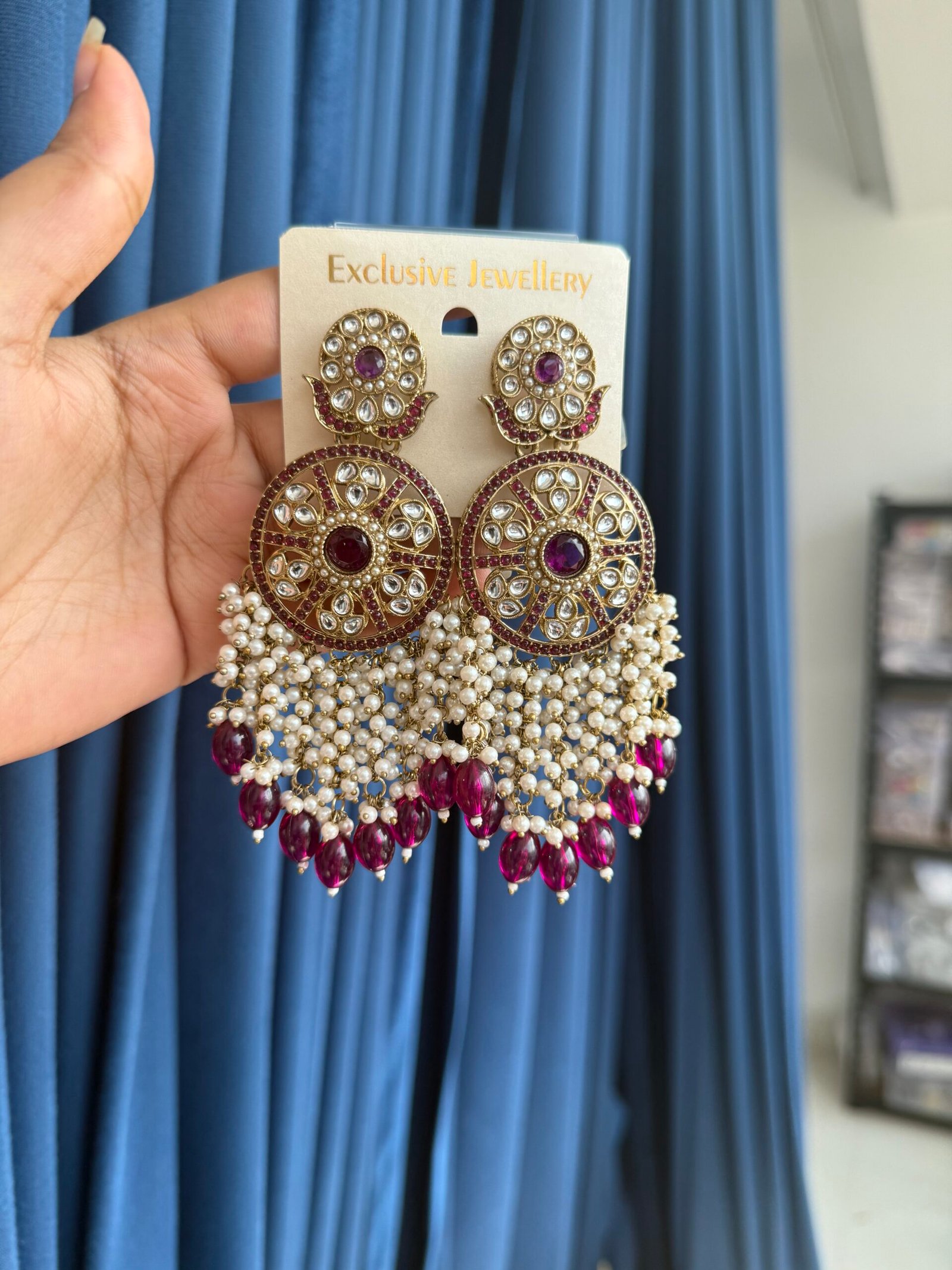 Photo-07-10-25-3-11-59-PM-scaled-1.jpg Tanishqa Premium Ethnic Earrings – Purple - Image 1