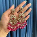 Shehnaaz Premium Earrings – Dark Pink