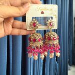 Ruhika Premium Jhumka – Dark Pink