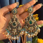 Baani Crystal Earrings – Teal Blue