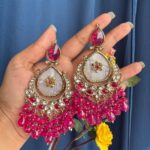 Omaira Premium Marble Earrings – Dark Pink
