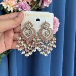 Bhavya Kundan Chandbali – Light Pink