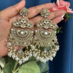 Saloni Premium Kundan Earrings – White