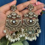 Saloni Premium Kundan Earrings – Black