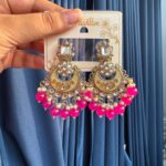 Greeshma Kundan Earrings – Dark Pink