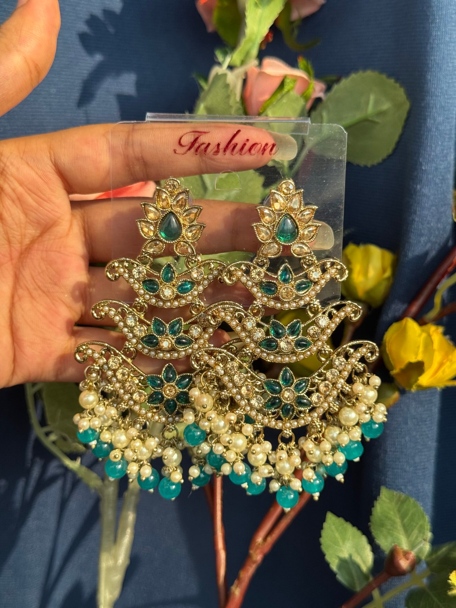Photo-09-03-25-4-38-38-PM-scaled-1.jpg Ragini Premium Earrings – Teal Green - Image 1