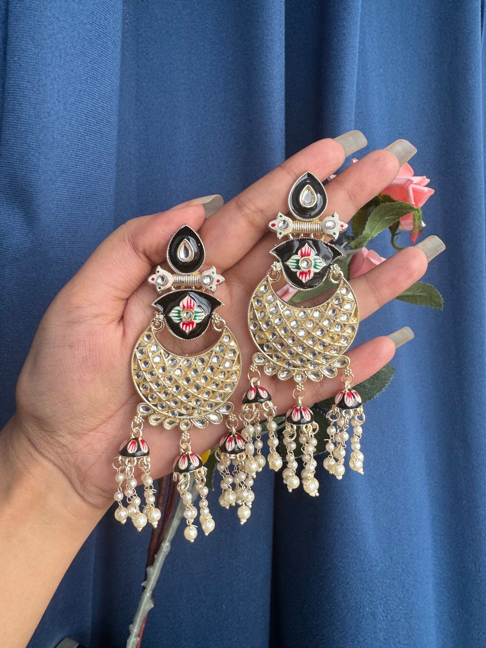 Photo-09-04-25-2-37-49-PM-scaled-1.jpg Nisha Meenakari Earrings – Black - Image 1