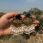 Kripa Golden Kashmiri Chandbali – Blue