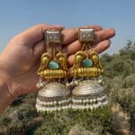 Radhika Golden Brass Jhumka – Mint Green