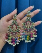 Damini Multi Kundan Chandelier Earrings - Image 2