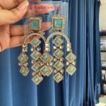 Preeti Stone Kundan Earrings – Light Blue