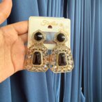 Ekta Premium Stone Earrings – Black