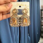 Ekta Premium Stone Earrings – Golden