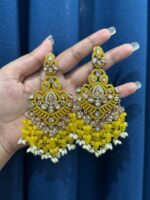 Damini Yellow Kundan Chandelier Earrings - Image 2
