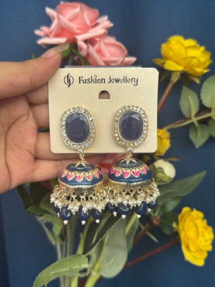 Mayuri Meenakari Jhumka – Dark Blue