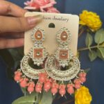 Dipali Kundan Earrings – Peach