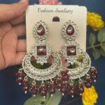 Dipali Kundan Earrings – Mahroon