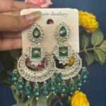 Dipali Kundan Earrings – Dark Green