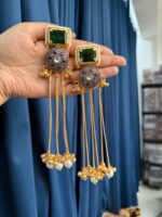 Shivani Premium Kashmiri Ghungroo Earrings – Dark Green - Image 2