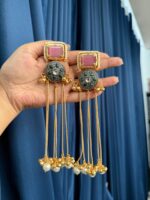 Shivani Premium Kashmiri Ghungroo Earrings – Light Pink - Image 2