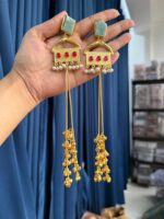 Reshma Kashmiri Ghungroo Earrings – Mint Pink - Image 2