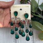 Emily Stone Earrings- Dark Green