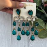 Emily Stone Earrings- Teal Green
