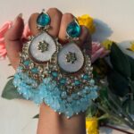 Omaira Premium Marble Earrings – Light Blue