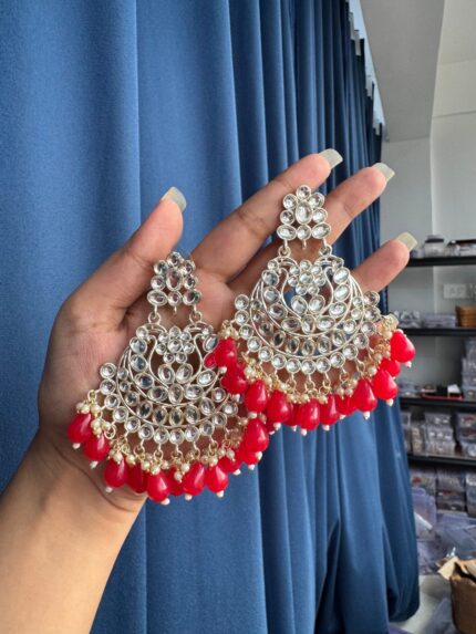Kundan Chandbali – Red