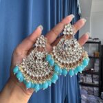 Kundan Chandbali – Light Blue