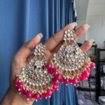 Kundan Chandbali – Dark Pink