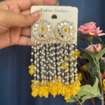 Maheera Long Kundan Earrings – Yellow