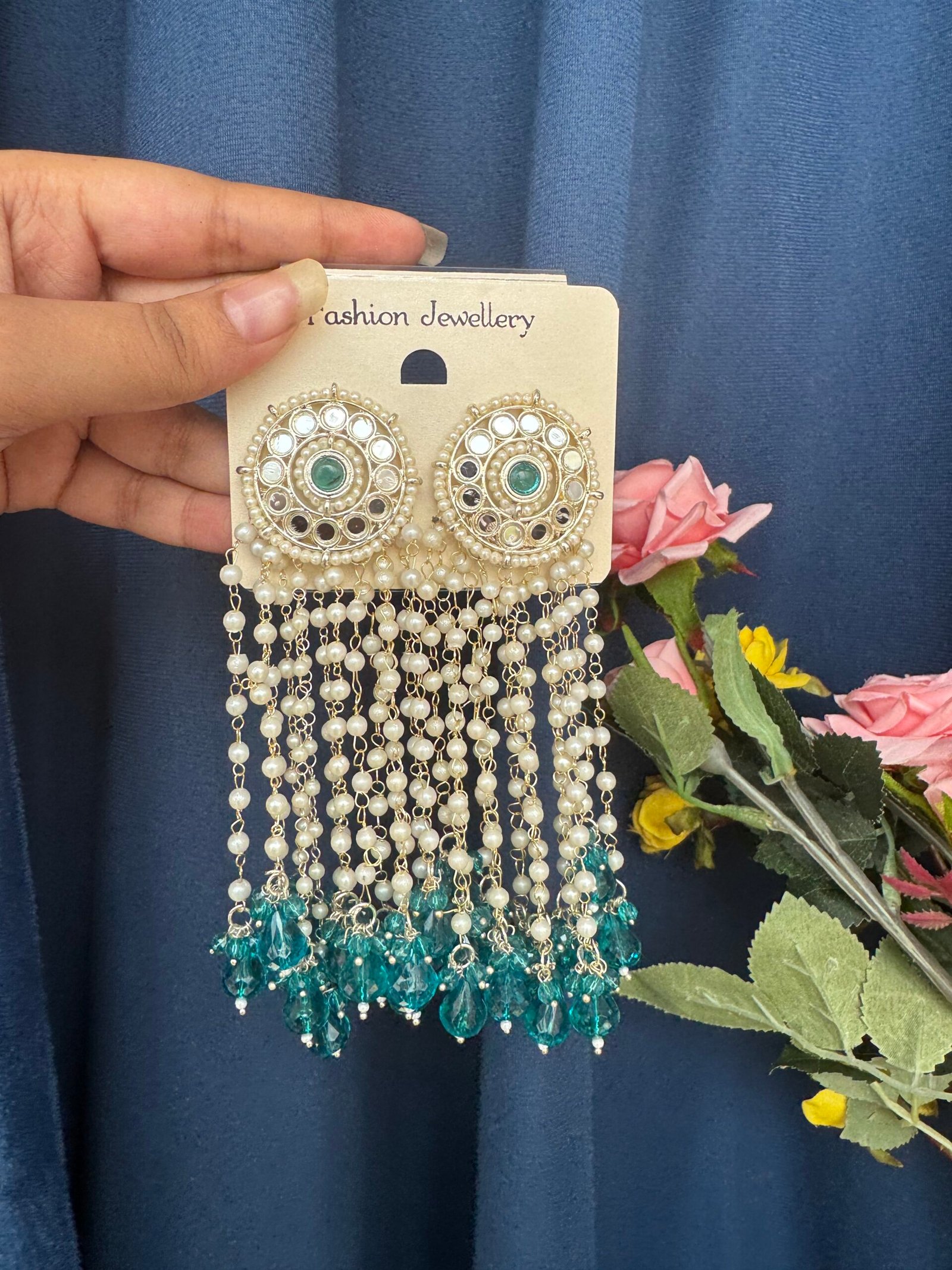 Photo-12-05-25-2-45-24-PM-scaled-1.jpg Maheera Long Kundan Earrings – Teal Green - Image 1