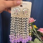 Maheera Long Kundan Earrings – Lavender