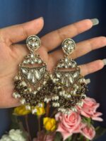 Niyati Black Kundan Chandbali Earrings - Image 2