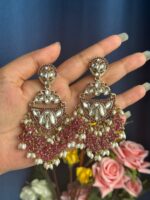 Niyati Wine Kundan Chandbali Earrings - Image 2