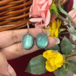 Daily Wear Brass Drop Earrings Oval – Sea Green