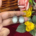 Daily Wear Brass Drop Earrings Oval – White