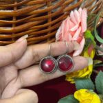 Daily Wear Brass Drop Earrings Round – Red