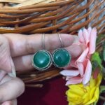 Daily Wear Brass Drop Earrings Round – Dark Green