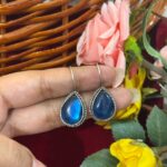Daily Wear Brass Drop Earrings – Dark Blue
