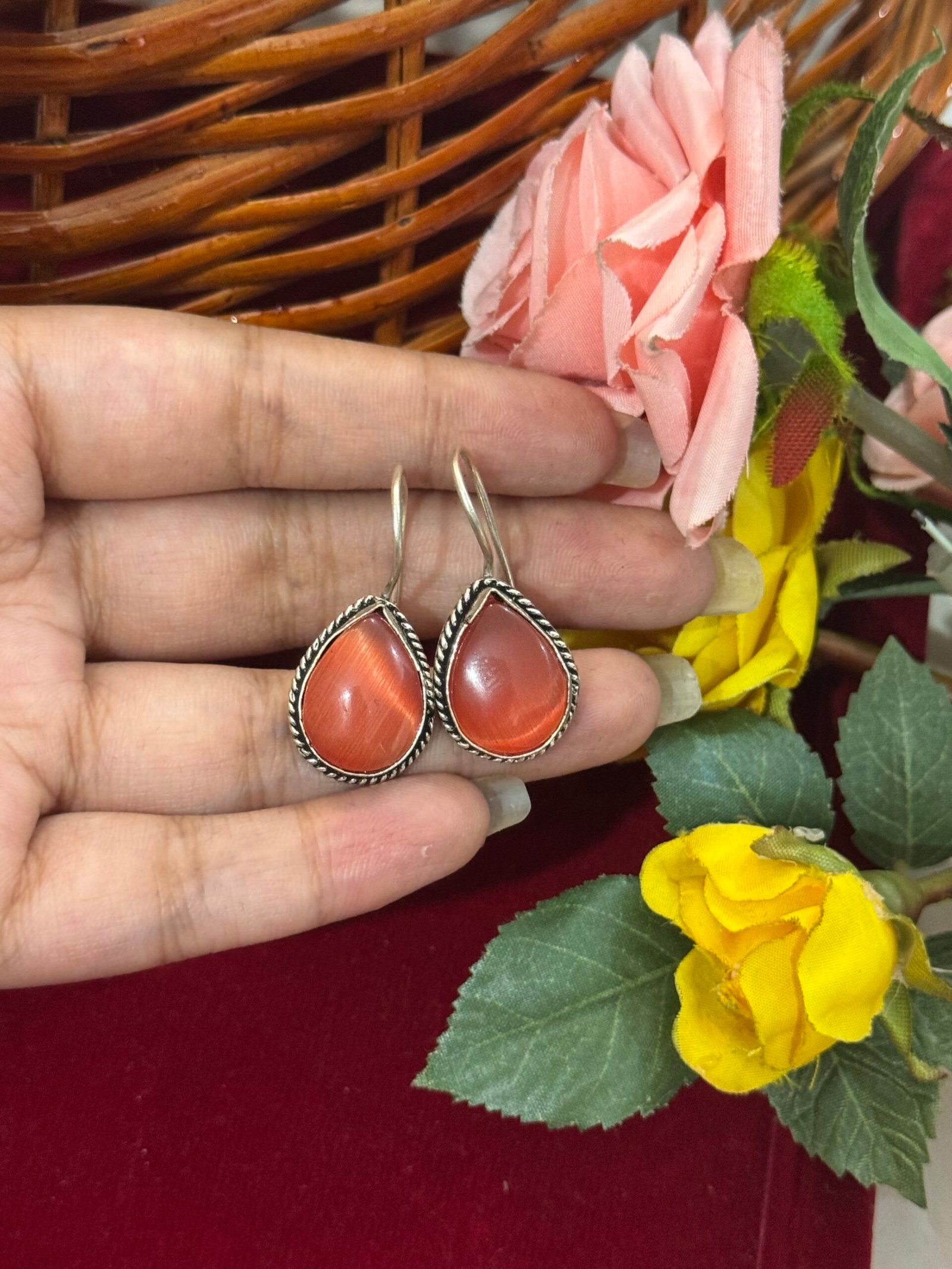 Photo-13-05-25-4-04-50-PM-scaled-1.jpg Daily Wear Brass Drop Earrings – Orange - Image 1