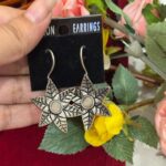 Peach Brass Flower Earrings