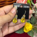 Daily Wear Brass Stone Earrings – Yellow